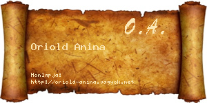 Oriold Anina névjegykártya